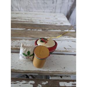 Vintage wooden baking ornament flower Xmas holiday